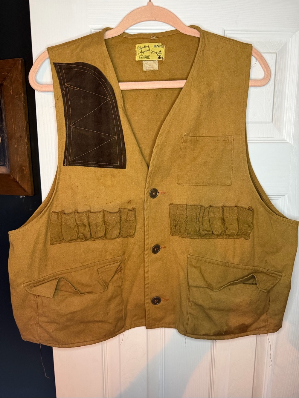 Enesco Tan Canvas Utility Vest with Dark Brown Shoulder Patch